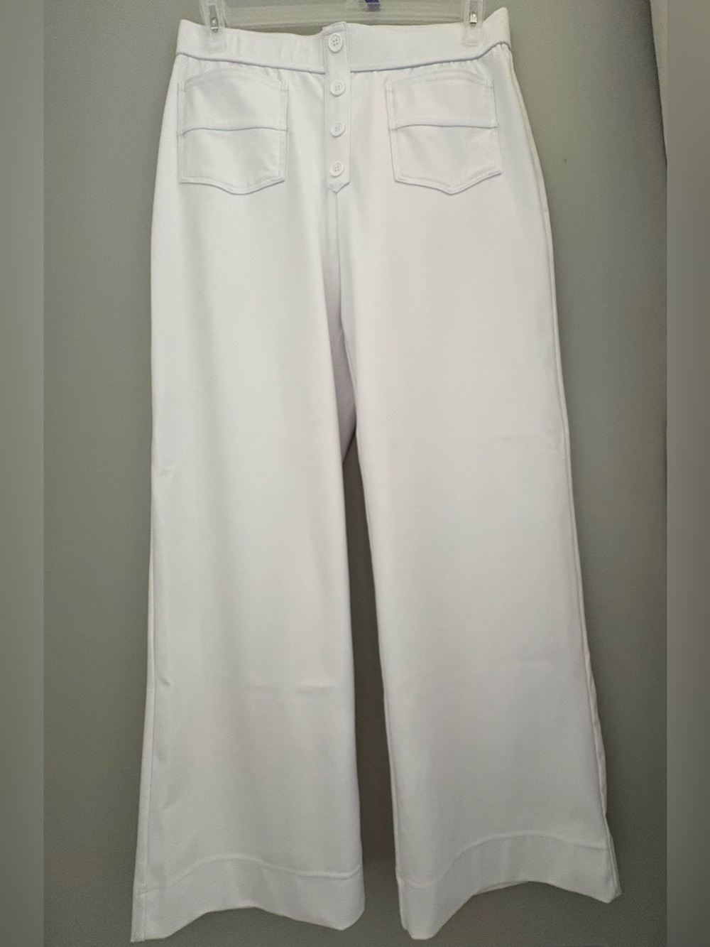 HALARA White Wide Leg Day Stretch Pants - Buttons - Multi-Pocket
